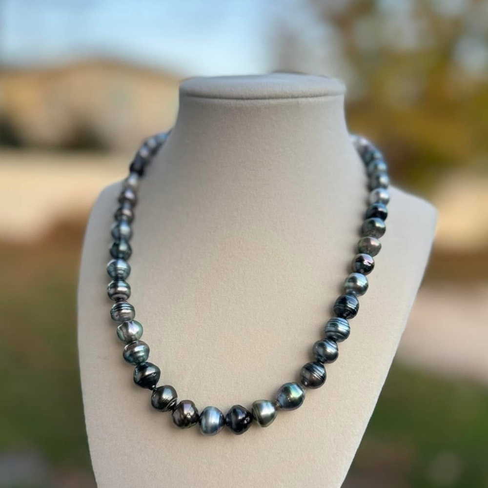 Natural Sea Water Tahitian Morandi Color Spiral Pearls, 9.5–10.5mm